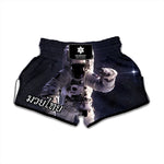 Astronaut Floating In Outer Space Print Muay Thai Boxing Shorts