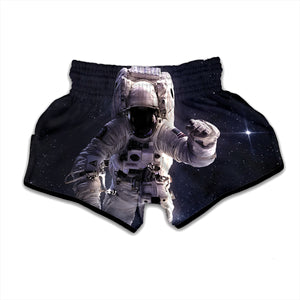 Astronaut Floating In Outer Space Print Muay Thai Boxing Shorts