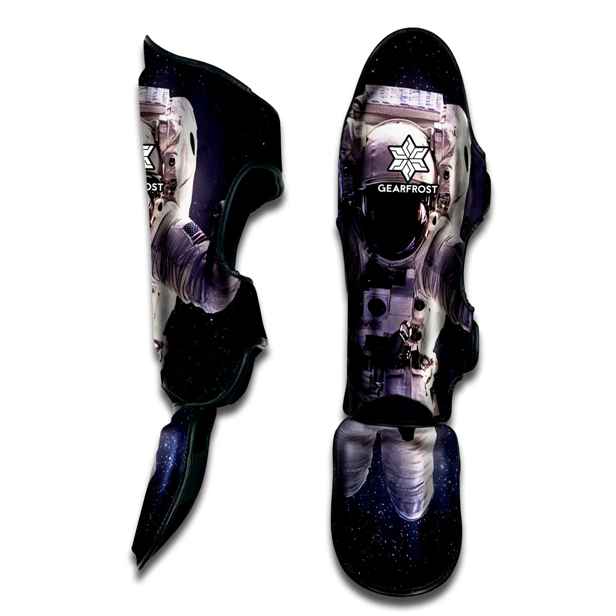 Astronaut Floating In Outer Space Print Muay Thai Shin Guard