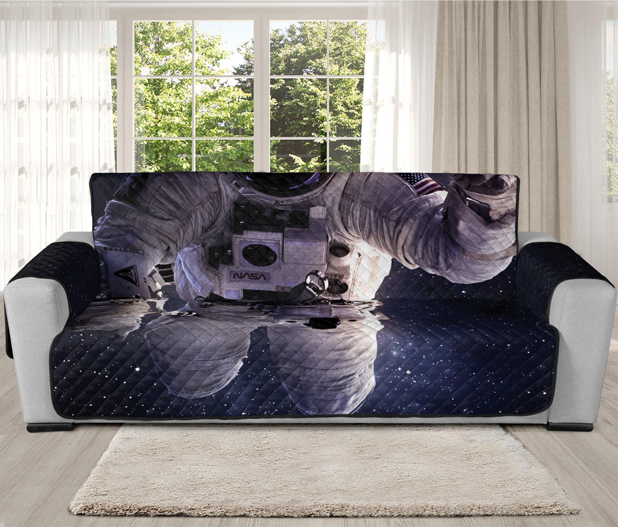 Astronaut Floating In Outer Space Print Oversized Sofa Protector