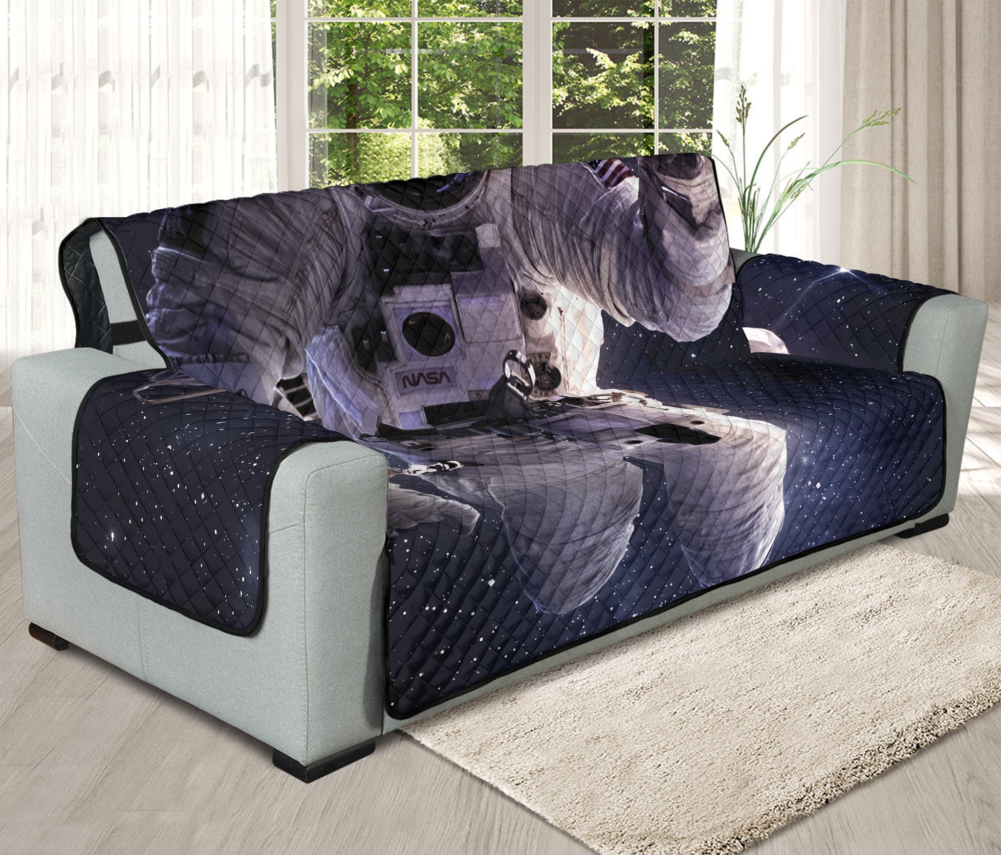 Astronaut Floating In Outer Space Print Oversized Sofa Protector