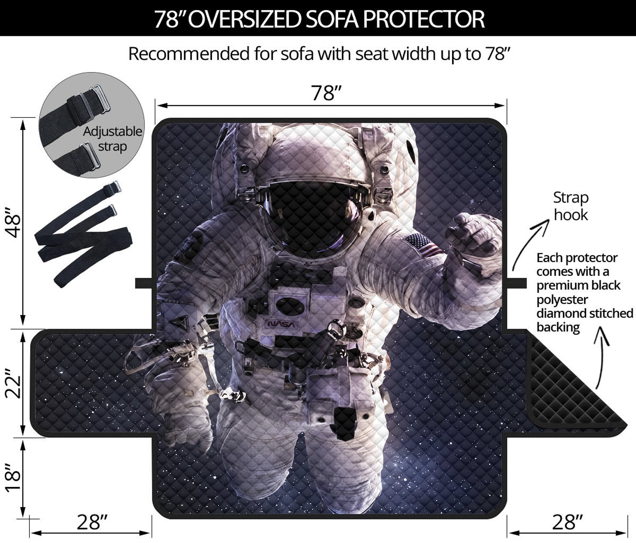 Astronaut Floating In Outer Space Print Oversized Sofa Protector