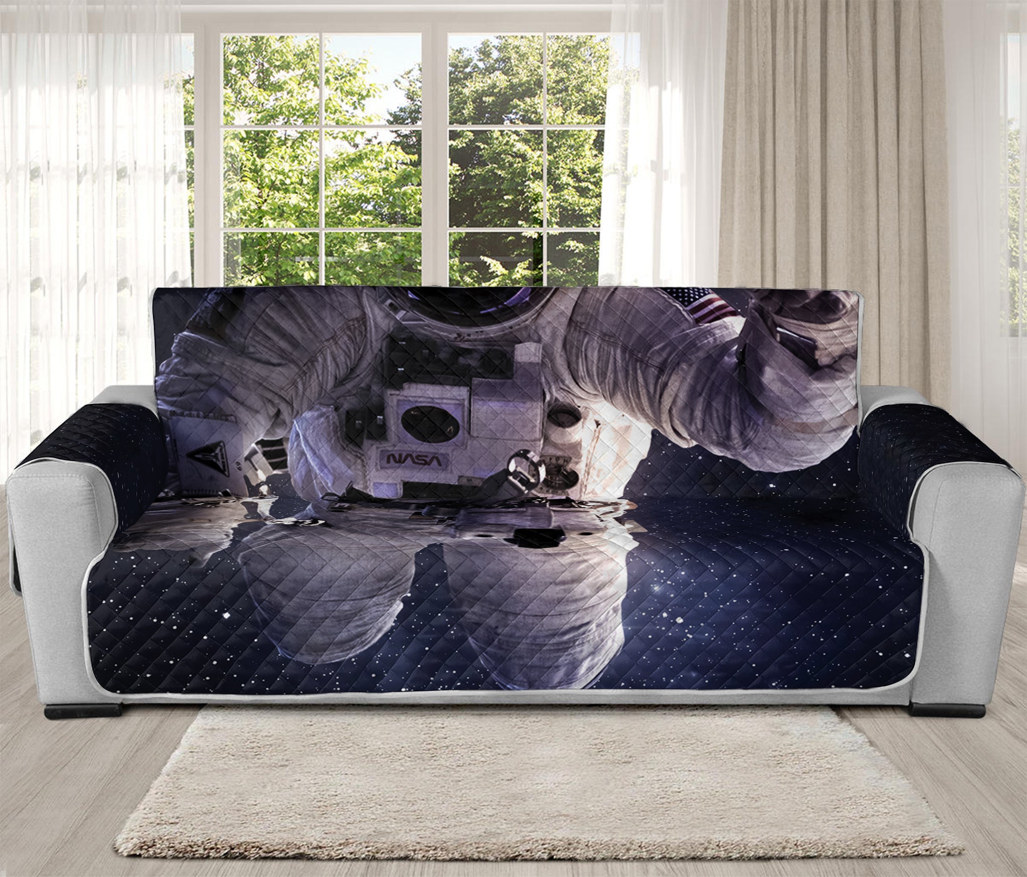 Astronaut Floating In Outer Space Print Oversized Sofa Protector