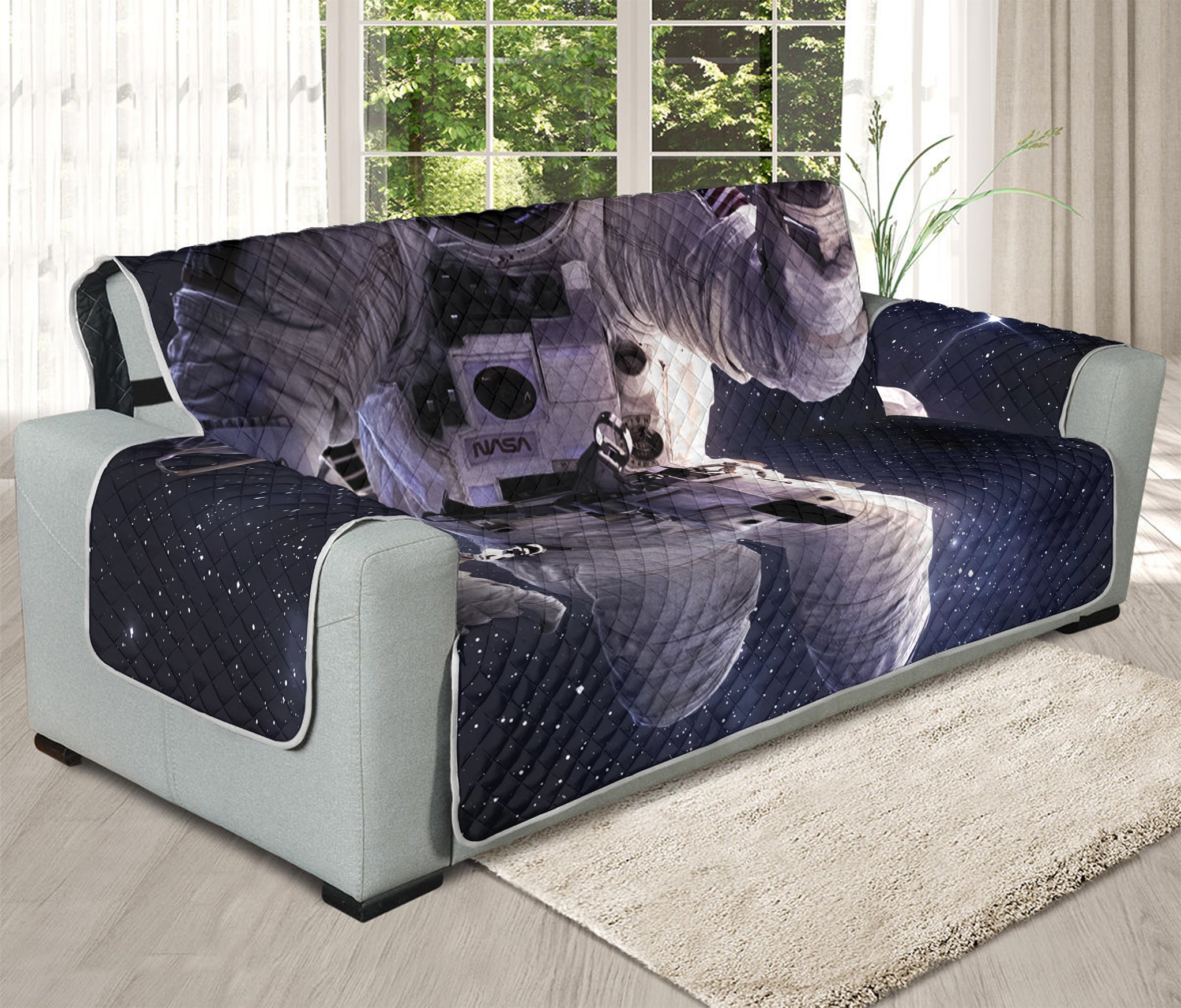 Astronaut Floating In Outer Space Print Oversized Sofa Protector