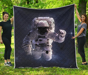 Astronaut Floating In Outer Space Print Quilt