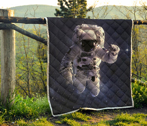 Astronaut Floating In Outer Space Print Quilt