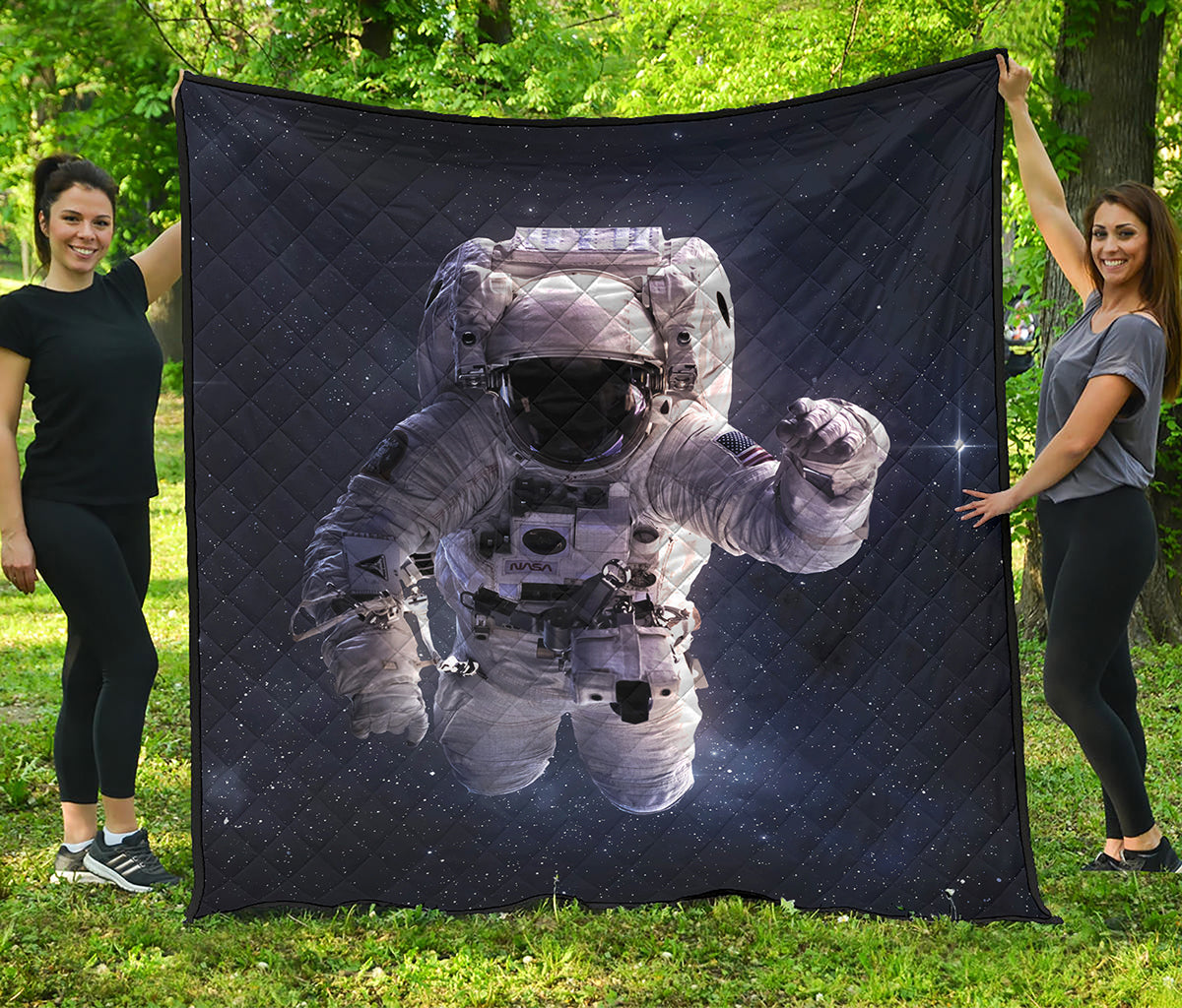 Astronaut Floating In Outer Space Print Quilt