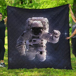 Astronaut Floating In Outer Space Print Quilt