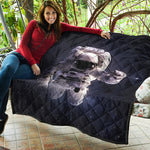 Astronaut Floating In Outer Space Print Quilt