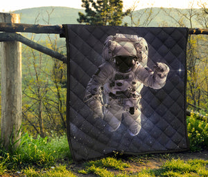 Astronaut Floating In Outer Space Print Quilt