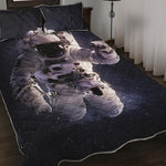 Astronaut Floating In Outer Space Print Quilt Bed Set