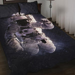 Astronaut Floating In Outer Space Print Quilt Bed Set