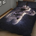 Astronaut Floating In Outer Space Print Quilt Bed Set