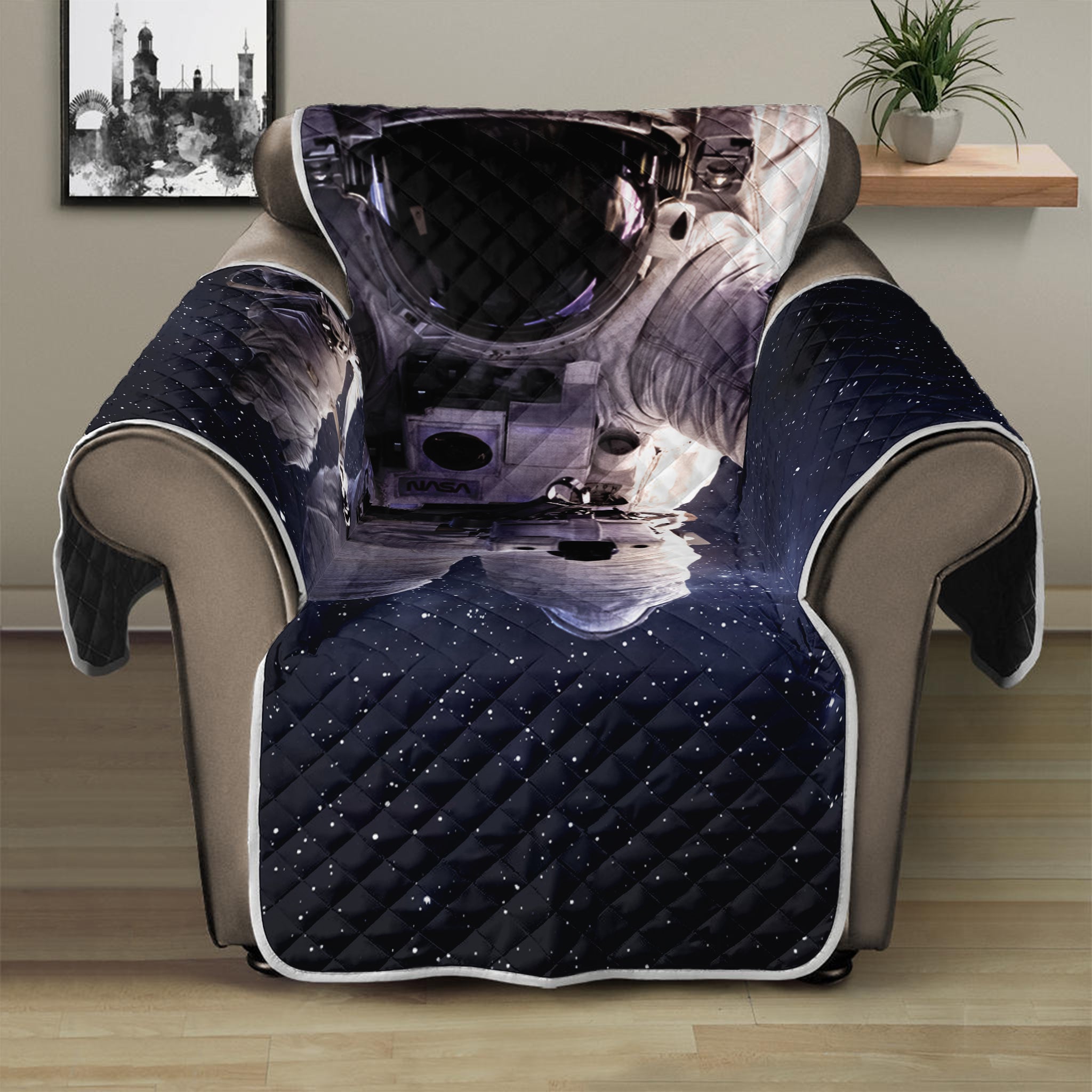 Astronaut Floating In Outer Space Print Recliner Protector