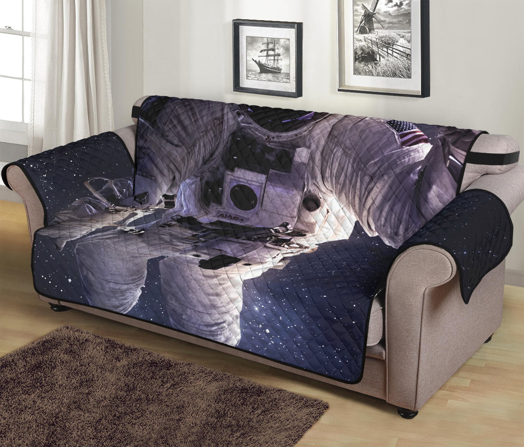 Astronaut Floating In Outer Space Print Sofa Protector