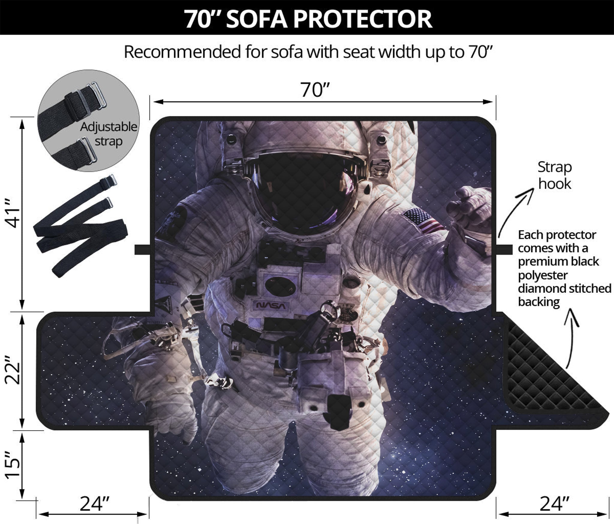 Astronaut Floating In Outer Space Print Sofa Protector