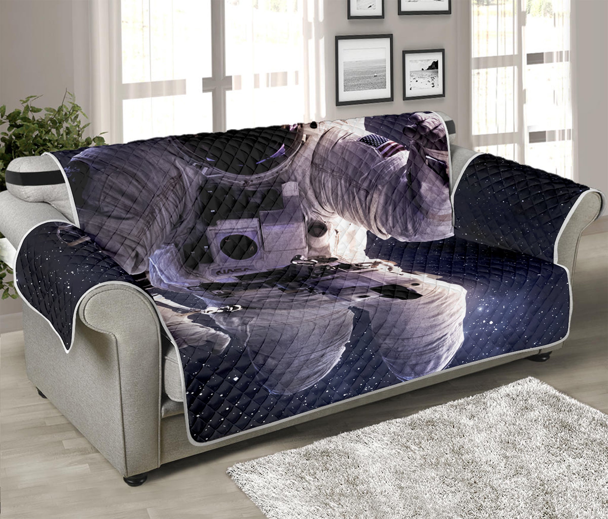 Astronaut Floating In Outer Space Print Sofa Protector