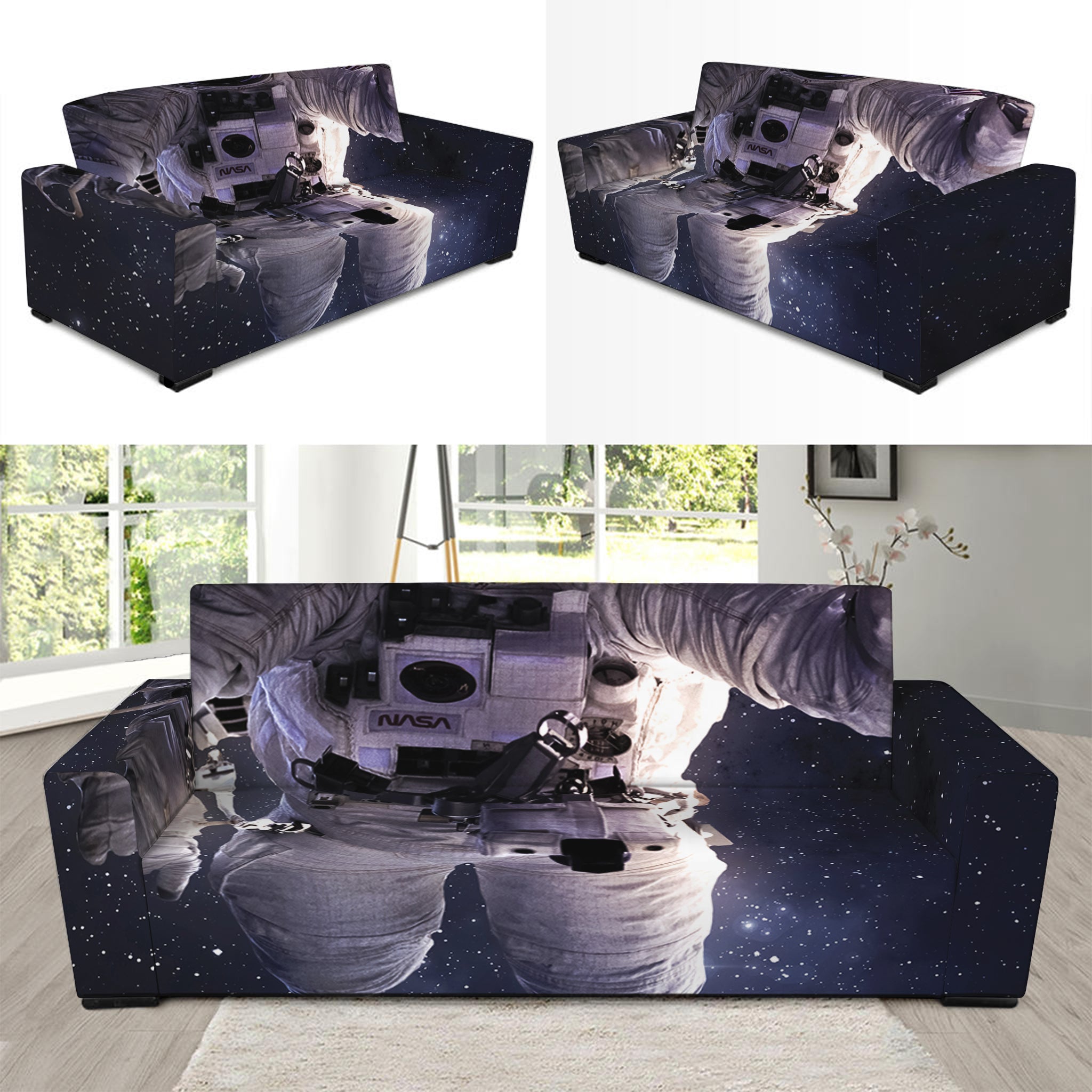 Astronaut Floating In Outer Space Print Sofa Slipcover