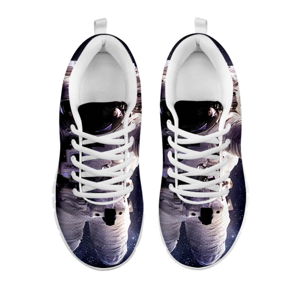 Astronaut Floating In Outer Space Print White Sneakers