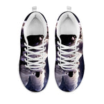 Astronaut Floating In Outer Space Print White Sneakers