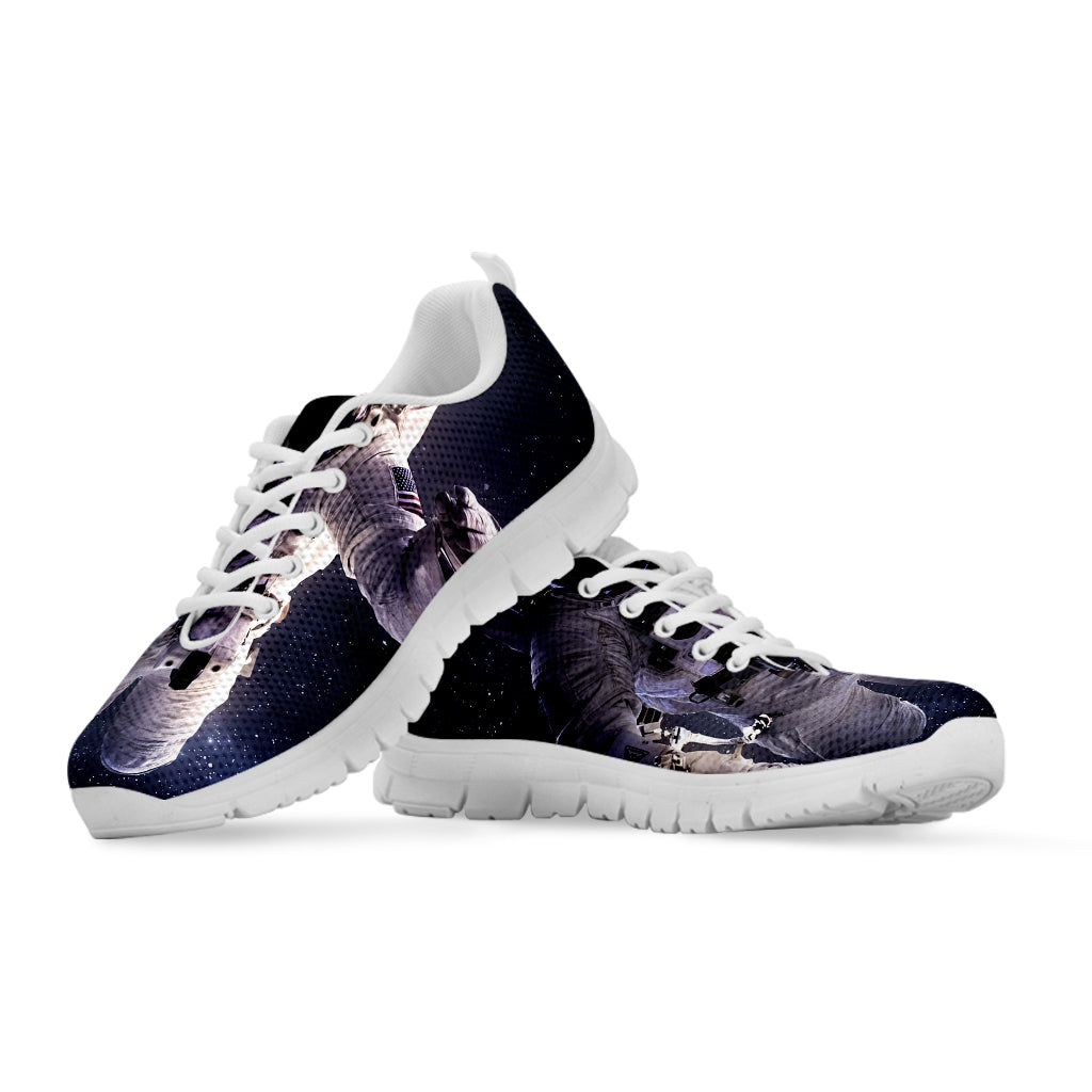 Astronaut Floating In Outer Space Print White Sneakers