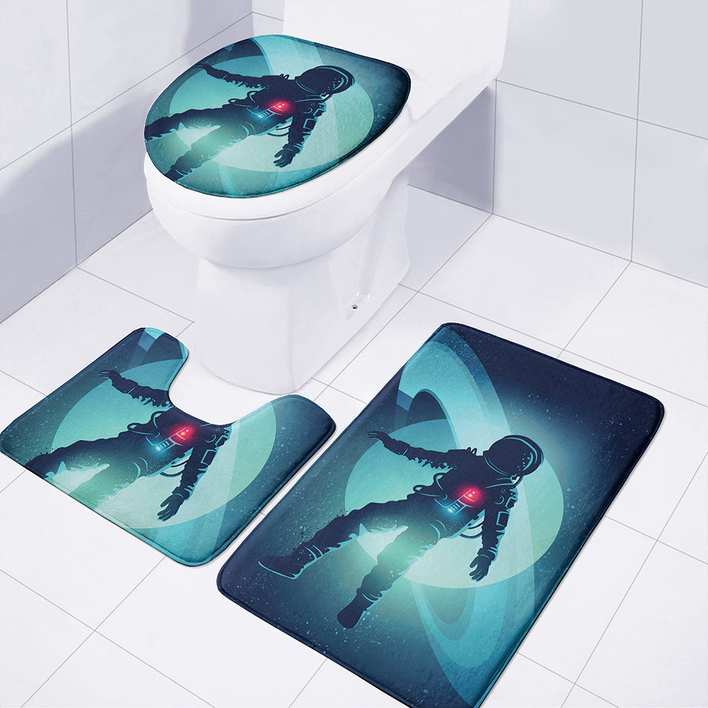 Astronaut Floating Through Space Print 3 Piece Bath Mat Set