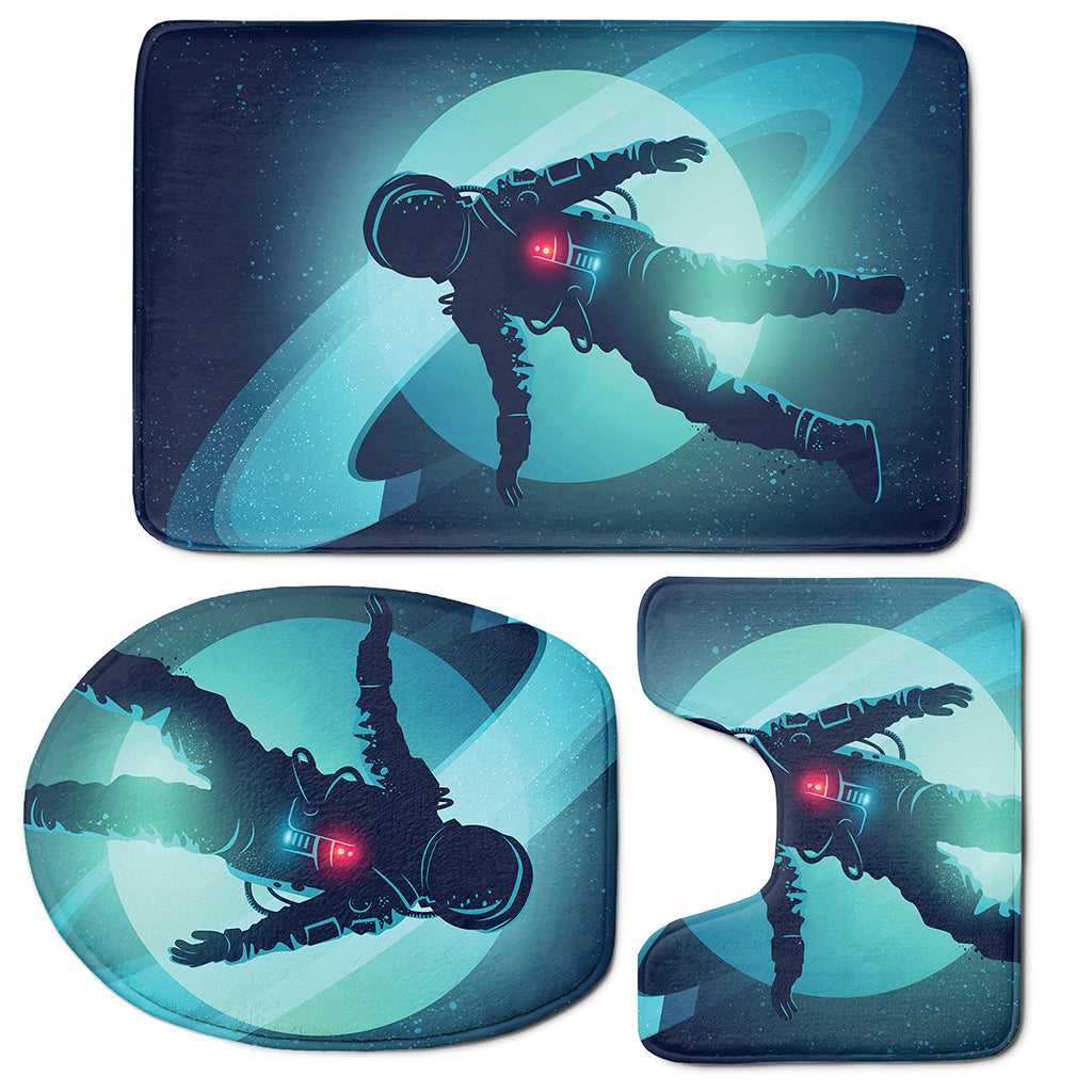 Astronaut Floating Through Space Print 3 Piece Bath Mat Set