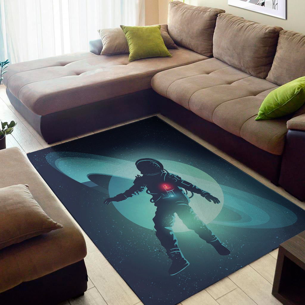 Astronaut Floating Through Space Print Area Rug