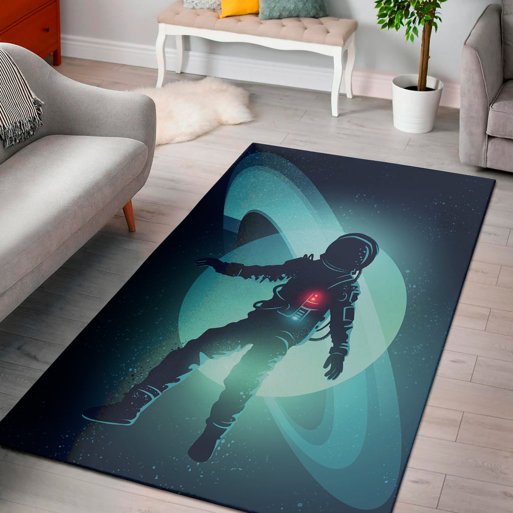 Astronaut Floating Through Space Print Area Rug