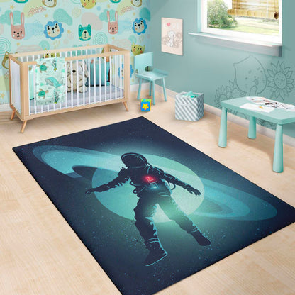 Astronaut Floating Through Space Print Area Rug