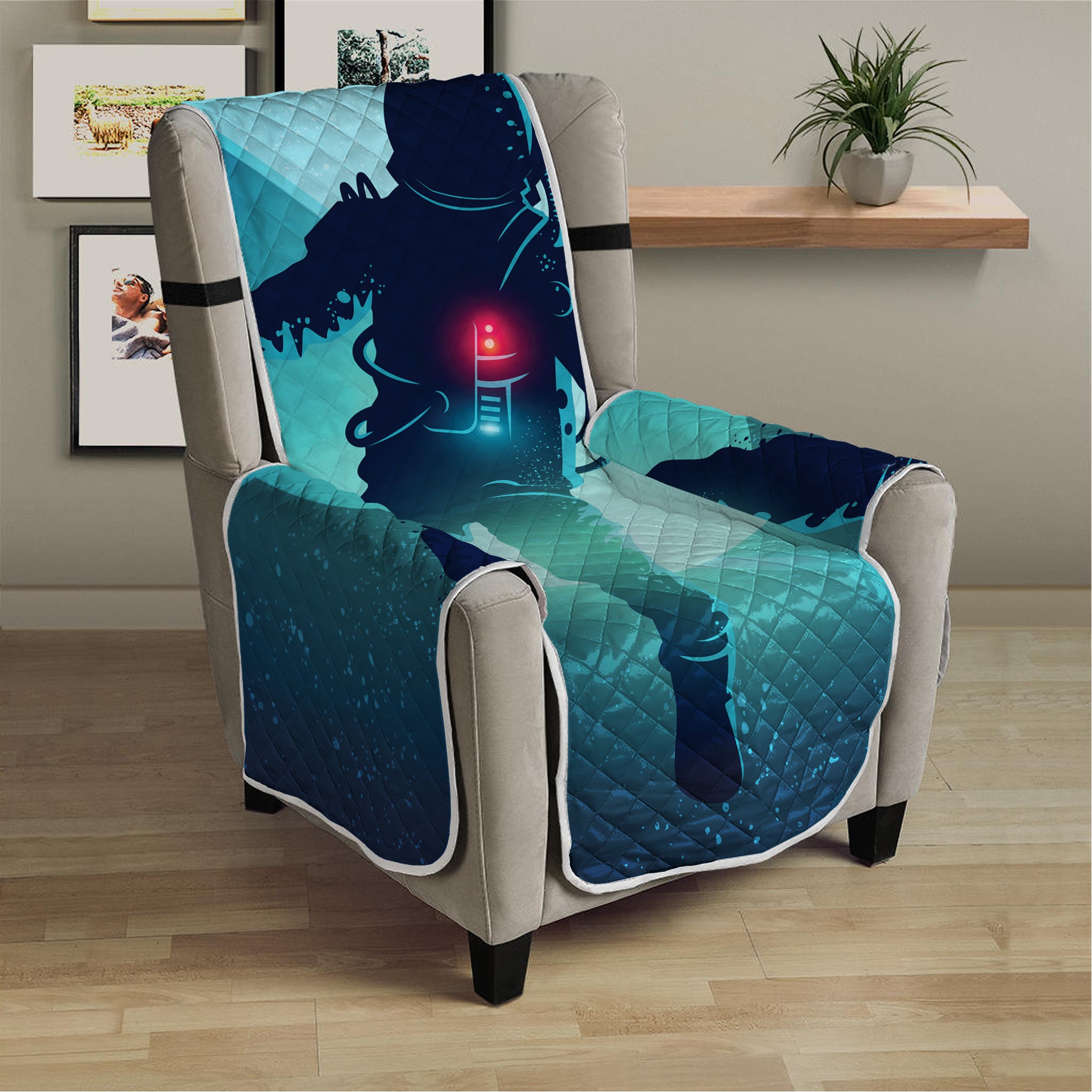 Astronaut Floating Through Space Print Armchair Protector