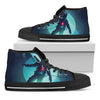 Astronaut Floating Through Space Print Black High Top Shoes