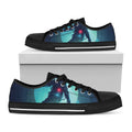 Astronaut Floating Through Space Print Black Low Top Sneakers