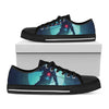 Astronaut Floating Through Space Print Black Low Top Shoes