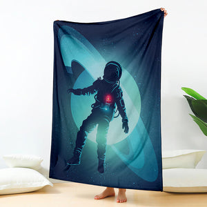 Astronaut Floating Through Space Print Blanket