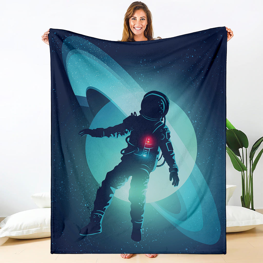 Astronaut Floating Through Space Print Blanket