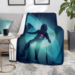 Astronaut Floating Through Space Print Blanket