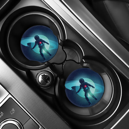 Astronaut Floating Through Space Print Car Coasters
