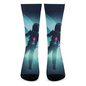 Astronaut Floating Through Space Print Crew Socks