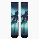 Astronaut Floating Through Space Print Crew Socks