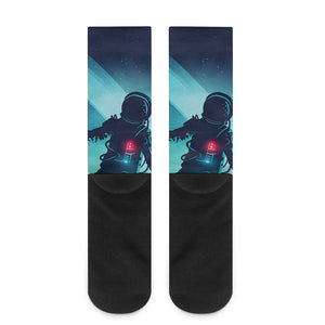 Astronaut Floating Through Space Print Crew Socks