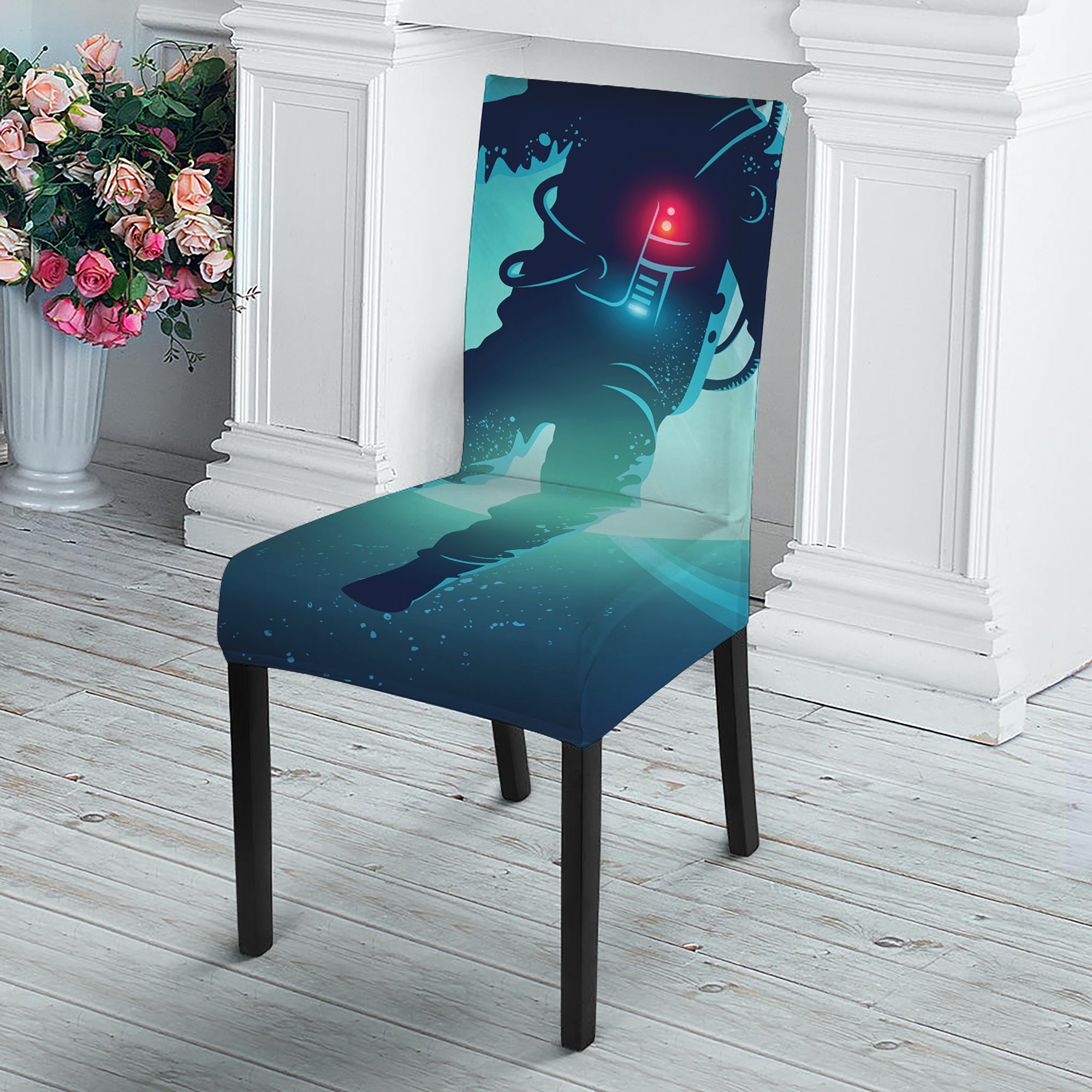 Astronaut Floating Through Space Print Dining Chair Slipcover