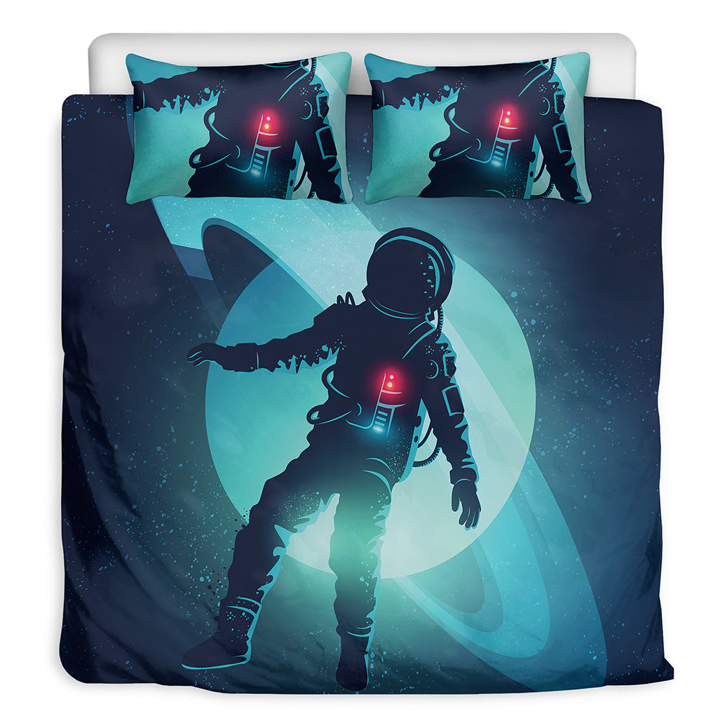 Astronaut Floating Through Space Print Duvet Cover Bedding Set