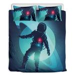 Astronaut Floating Through Space Print Duvet Cover Bedding Set