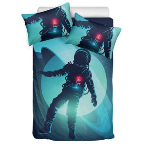 Astronaut Floating Through Space Print Duvet Cover Bedding Set