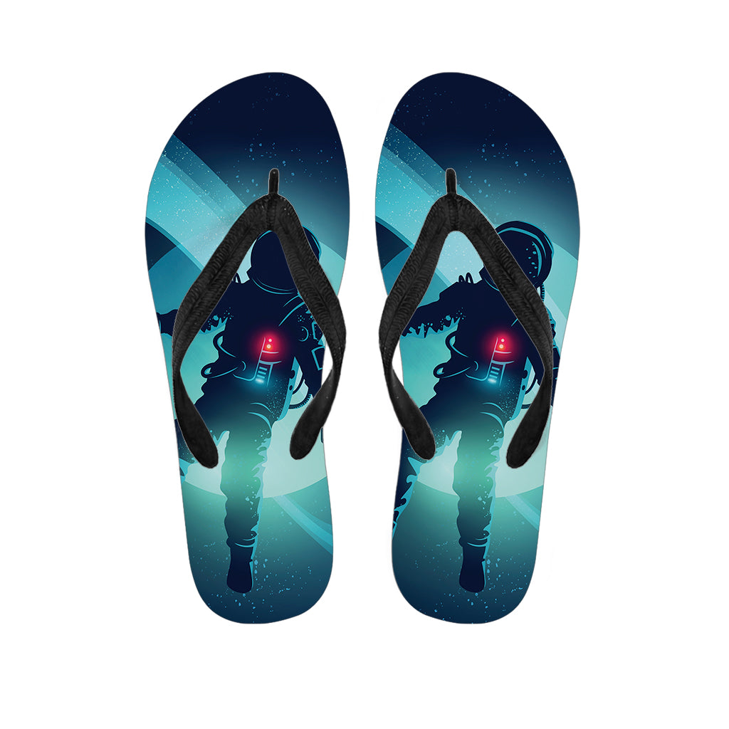 Astronaut Floating Through Space Print Flip Flops