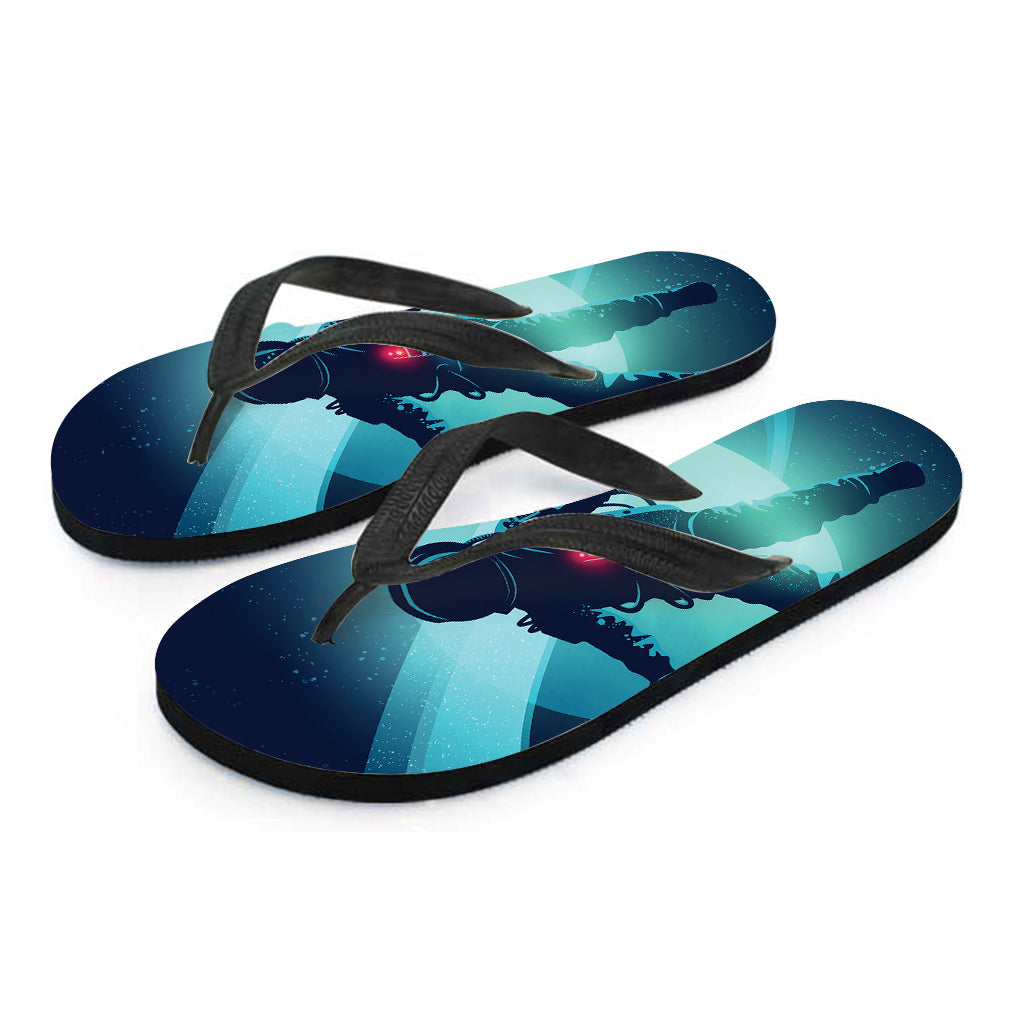 Astronaut Floating Through Space Print Flip Flops