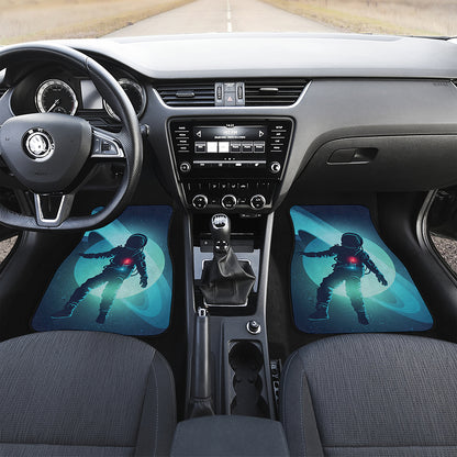 Astronaut Floating Through Space Print Front and Back Car Floor Mats