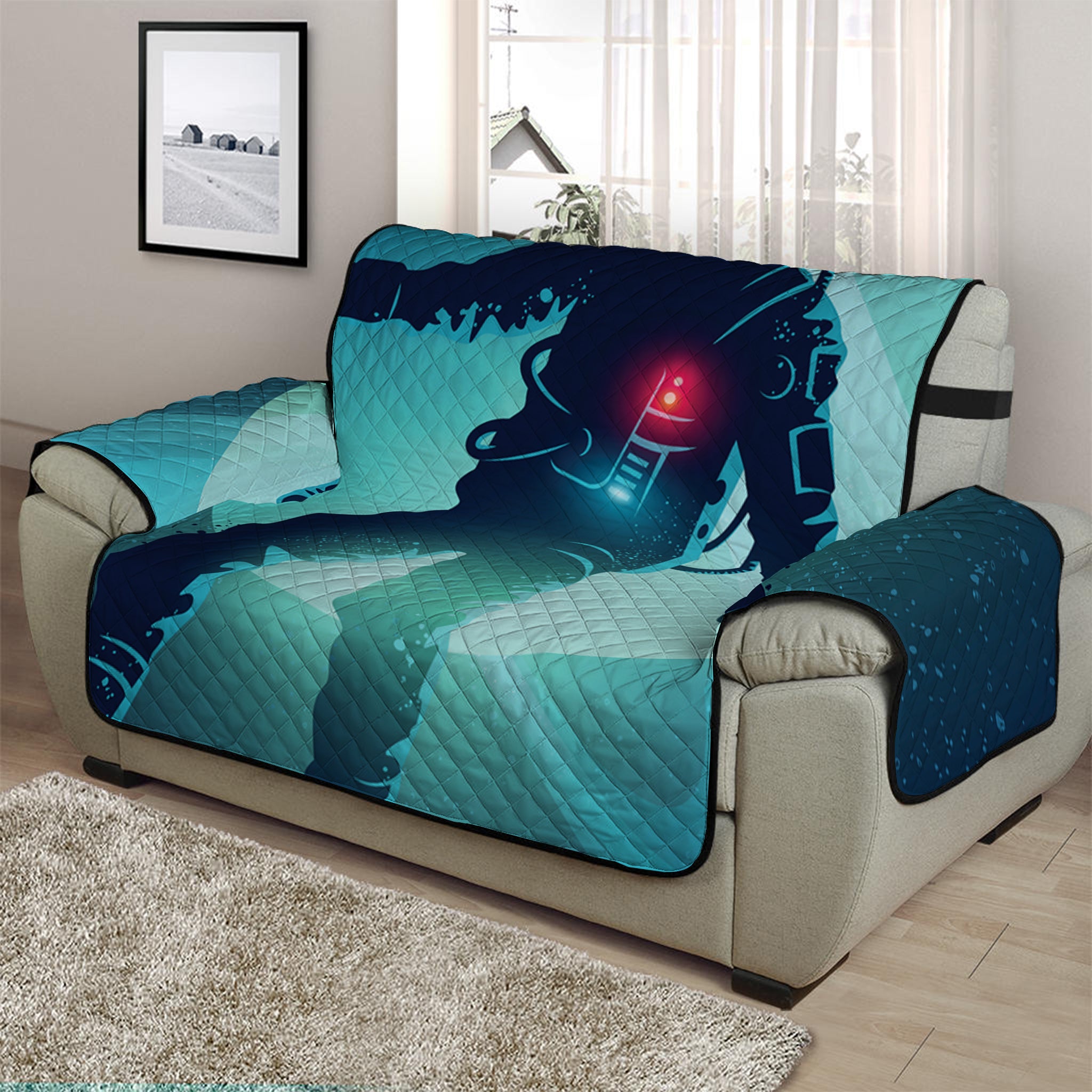 Astronaut Floating Through Space Print Half Sofa Protector