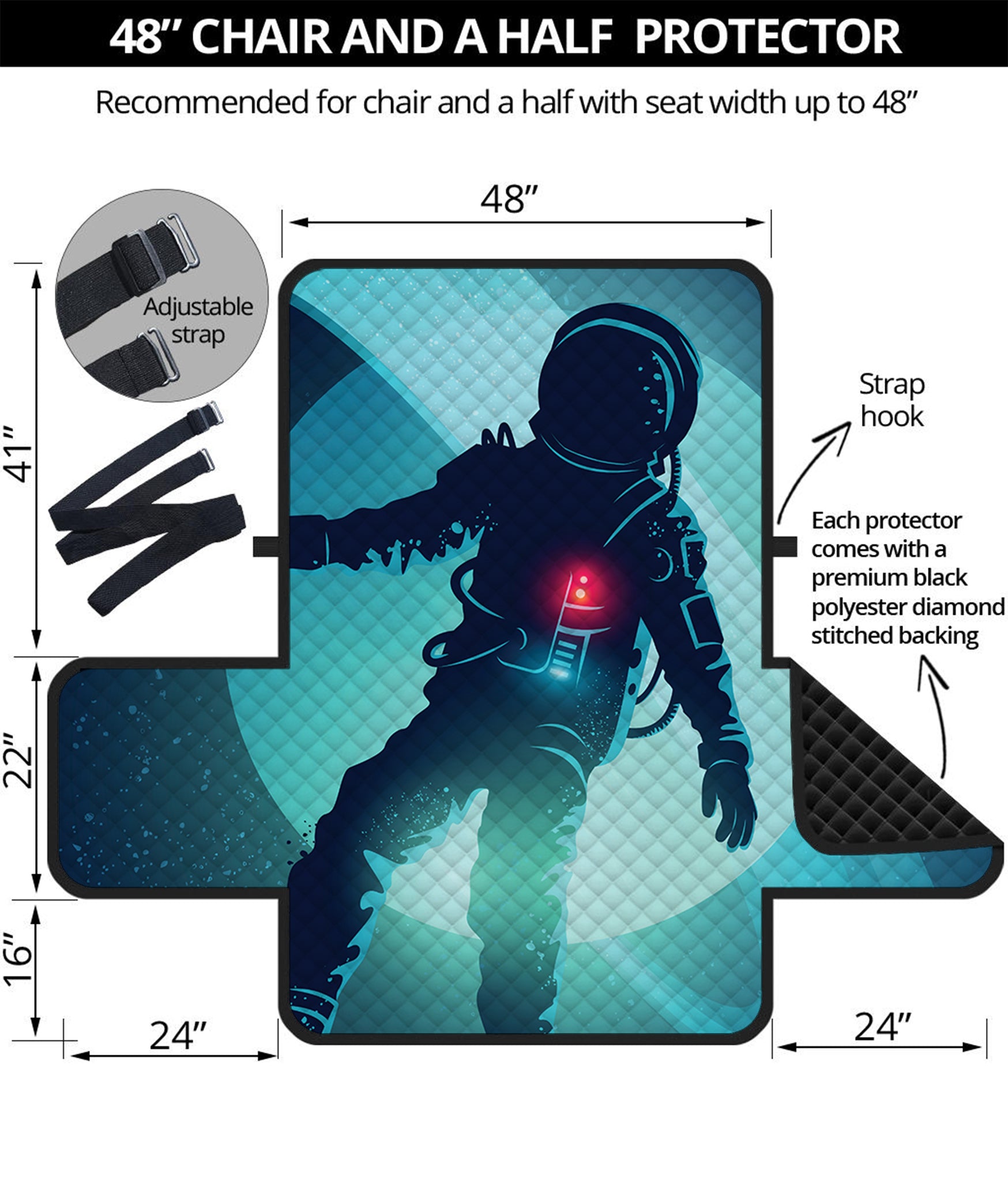 Astronaut Floating Through Space Print Half Sofa Protector